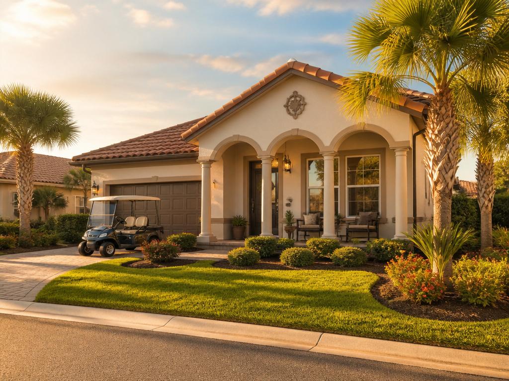 Spanish-style home in The Villages® at golden hour